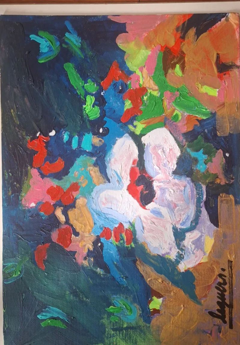 L'Éveil au cœur de l'ombre — œuvre de Nassera Le Guern, peinture sur toile