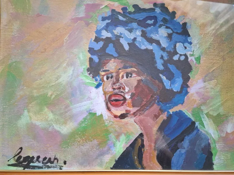 Rêverie d'outremer — œuvre de Nassera Le Guern, peinture texturée sur toile