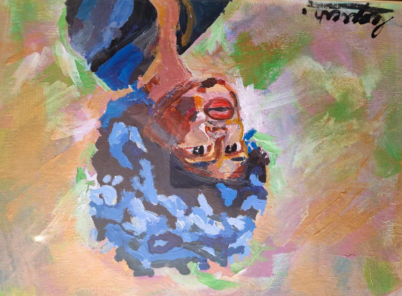Suspension bleue — œuvre de Nassera Le Guern